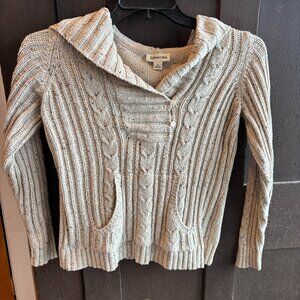 St. John's Bay Women's Cable Hoodie Sweater Cream S